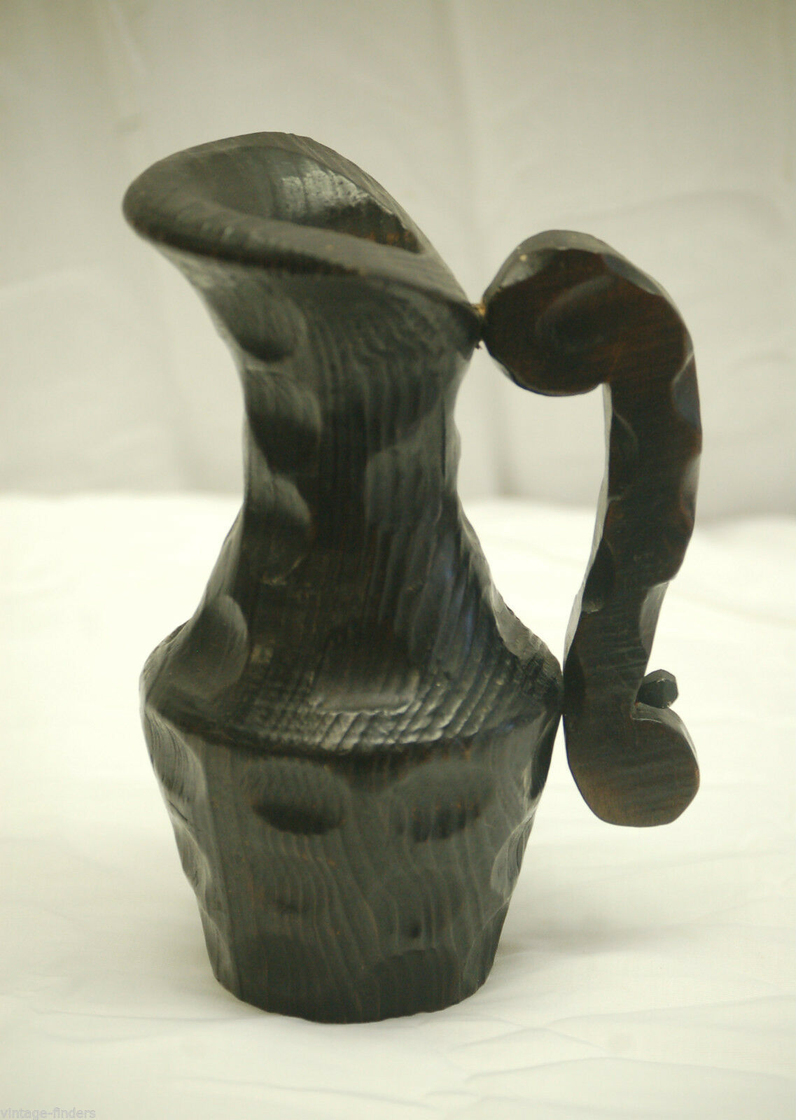 Old Vintage Folk Art Decorative Wooden Handcarved Pitcher Jug Mantel Decor - $12.86