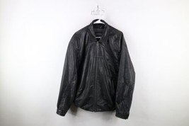 Vintage 90s Streetwear Mens 44 Thrashed Leather Full Zip Bomber Jacket B... - £51.98 GBP
