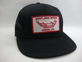 Saint John Spring Works Patch Hat Vintage Black Snapback Trucker Cap - £23.97 GBP