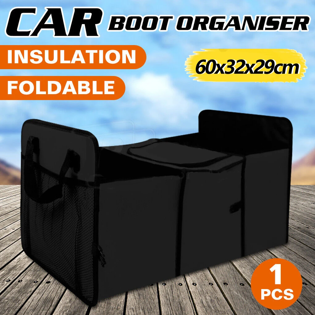 Collapsible Car Rear Boot Trunk Tidy Organizer Cooler Bag Seat Universal Grocery - £26.94 GBP