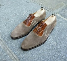 Handmade Mens Cognac leather patina finish lace up dress shoes custom ma... - $180.49