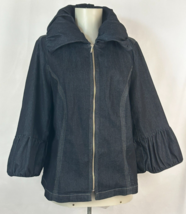 Lane Bryant Venezia Denim full zip Jacket womens size 14 Puff Collar - £19.57 GBP