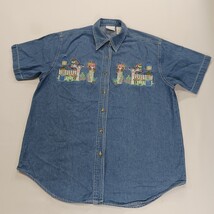 Bobbie Brooks BB159E Women's Blue Denim Floral Embroidered  Button Up Shirt Sz M image 10