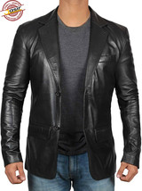 Solid Genuine Black Leather Jacket for Men - £93.80 GBP