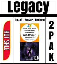 Windows 7 All Versions Recovery Reinstall Restore Legacy 2pk With 10.5 Disc - $24.99