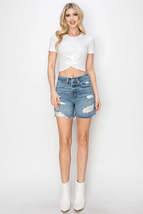 PLUS - HYBRID FABRIC HIGH RISE MIDI SHORTS - £45.51 GBP