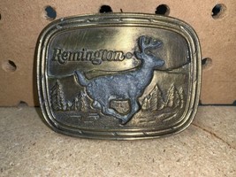 Remington Vintage 1979 Sid Bell Running White Tail Deer Belt Buckle-(a) - £10.59 GBP