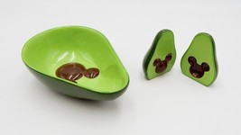 Disney Mickey Mouse Avocado Guacamole Dip Bowl Salt Pepper Ceramic Green... - £23.97 GBP