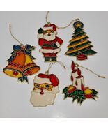 Faux Stained Glass Christmas Ornaments Sun Catchers Santa Bells Tree Can... - $356.10 MXN