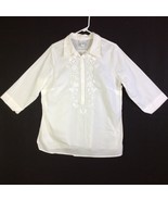 Avenue Blouse Pullover Snap Closure Embroidered White 14/16 3/4 Sleeve - $11.83