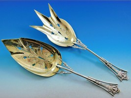 Medallion by Wood & Hughes Sterling Silver Fish Serving Set Gold Washed Pierced - £2,210.58 GBP