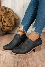Black Suede Block Heel Ankle Boot - $677.29 MXN