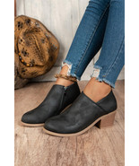 Black Suede Block Heel Ankle Boot - $677.29 MXN