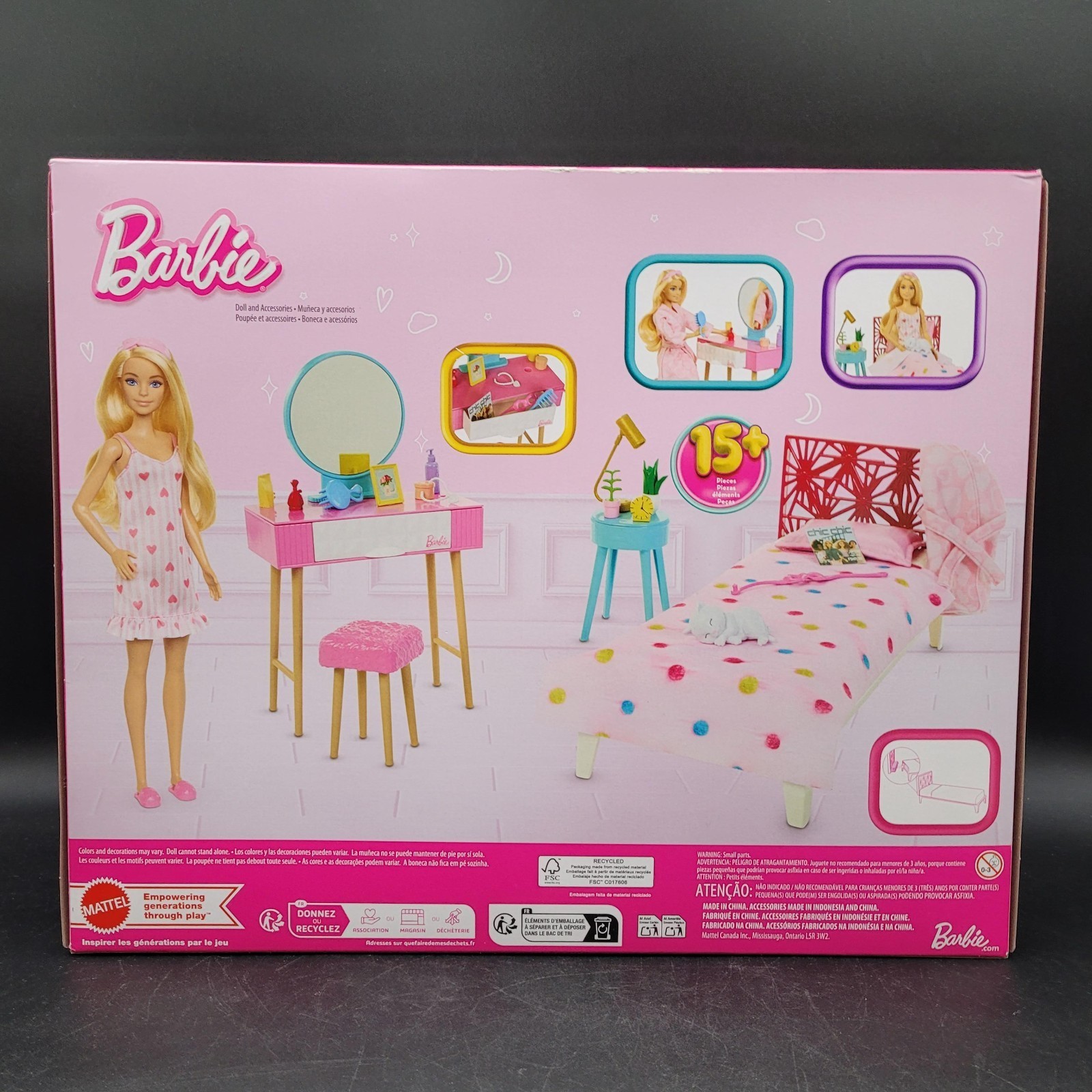 Barbie Doll and Bedroom Playset, Barbie Furniture with 15+ Storytelling Pieces Item image 6