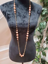 Women&#39;s Pink Beaded Chunky with Gold Chain Stylish Statement Necklace - £18.34 GBP