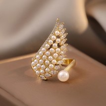 South Korea&#39;s new luxury pearl zircon opening adjustable ring for women, stylish - £10.40 GBP
