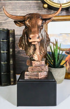 Wildlife Bull Bust Statue On Base Bronze Electroplated Figurine Stock Market - £35.34 GBP