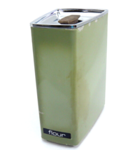 Vintage Lincoln BeautyWare Flour Canister Avocado Green Wood Handle 1970s - £8.64 GBP