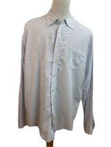 Mens gap blue white stripe linen cotton button front oxford shirt XXL - $26.14