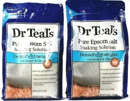 2 Dr. Teals Pure Epsom Salt Soaking Solution Ginger & Clay Detox & Energize 3lbs