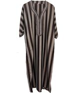 Moroccan Men Kaftan in Brown with Stripes - $108.27 CAD