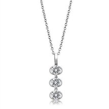 3W1373 - Rhodium 925 Sterling Silver Chain Pendant with AAA Grade CZ  in Clear - €39,58 EUR