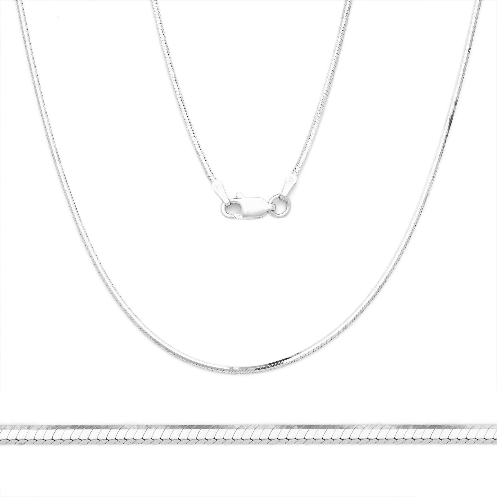 Primary image for Unique Stylish 14K WG 925 Silver Snake Link Italian Chain Necklace 1.2mm