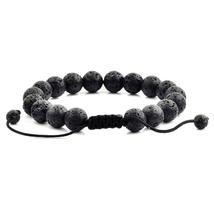 Crucible Men&#39;s 10MM Natural Lava Stone Bead Adjustable Bracelet - £23.08 GBP