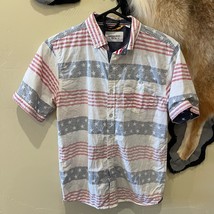 Boys Paper Denim &amp; Cloth American Flag Stars Stripes Collared Shirt - $14.00