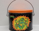Vintage 1990 Teenage Mutant Ninja Turtles Black Orange Metal Bucket With... - $31.30 CAD