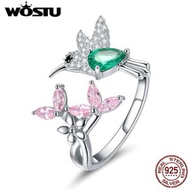 WOSTU 100% 925 Sterling Silver Trendy Gift of Hummingbird Ring For Women High Qu - $18.81