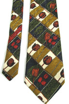 NWT VErmenegildo Zegna Red Green Flower Silk Neck Tie Neiman Marcus Floral vtg - £76.34 GBP