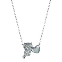 1Ct Round Lab-Created Diamond Women&#39;s Owl Heart Pendant 14k White Gold Plated - £126.10 GBP