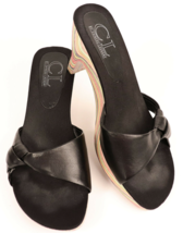 CL Chinese Laundry Womens 7M Tim Black Slides Sandals 7 M Colorful Rainbow Heels - £13.97 GBP