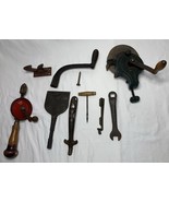 Vintage Tool Lot - Grinder Hand Drill Stove Grate Lift/ Crank + Unique Lot - $68.67 CAD