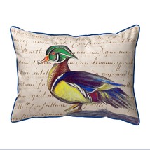 Betsy Drake Male Wood Duck Script Large Indoor Outdoor Pillow 16x20 - £46.73 GBP