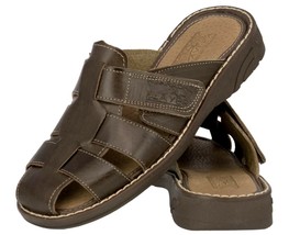 Men&#39;s Brown Genuine Leather Handmade Sandals Mexican Original Slip On Sl... - $39.95