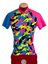 Cycling Jerseys Women Cheji Full Zip Bright Colorful 3 Pocket SMALL Pink Blue - £14.59 GBP