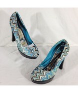Shoes of Soul Women&#39;s Stiletto Pumps Platforms Heels Fabric Blue Sz 9 - £10.03 GBP