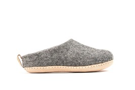 Woolly&#39;s Indoor Open Heel Slippers With Leather Sole (Charcoal) - 42 | P... - $52.00