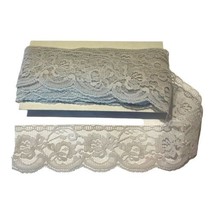 Light Blue Vintage LOT Scalloped Flowers Stretch Floral Lace Trim Roll 2.75 Wide - £19.54 GBP