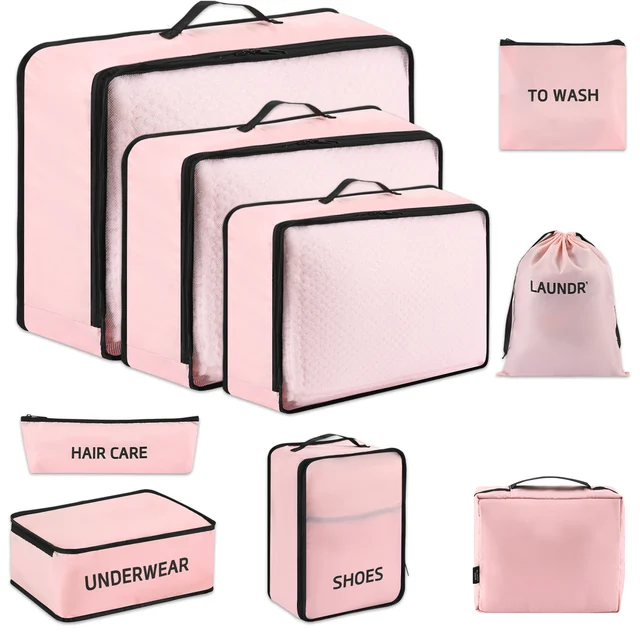 9Pcs High Quality Luggage Storage Bags For Packing Cube Clothes Underwea... - £27.80 GBP