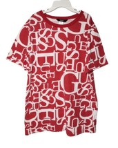 Guess Kids Boys Spell Out Tshirt Size L 16-18 Red White Stretch Jersey Knit - £8.55 GBP