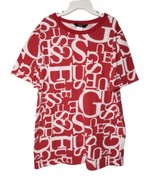 Guess Kids Boys Spell Out Tshirt Size L 16-18 Red White Stretch Jersey Knit - £8.56 GBP