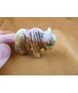 (Y-BUF-14) little tan red BUFFALO bison carving stone gemstone SOAPSTONE... - $12.10 CAD