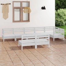 8 Piece Garden Lounge Set Solid Pinewood White - £246.29 GBP