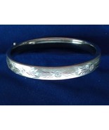 Vintage 925 Sterling Silver Crafmere Etched Hinged 7&quot; Wrist Bangle Free ... - €42,78 EUR