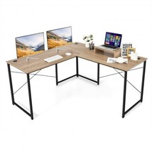 95 Inch 2-Person L-Shaped Long Reversible Computer Desk with Monitor Sta... - $3,632.74 MXN
