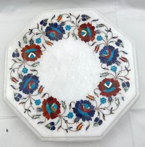 Indian Marble Table Top Semi Precious stones floral inlay Pietra Dura 12&quot; x 12&quot; - £197.84 GBP