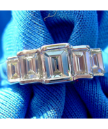 Earth mined Diamond Vintage Wedding Bridal Band Deco Emerald cut Ring 14... - $7,310.25